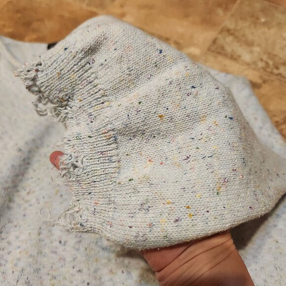 Evelyn Blue Womens Size Med Speckled Knit Sweater Distressed Hem Split Seam Blue - Picture 7 of 10